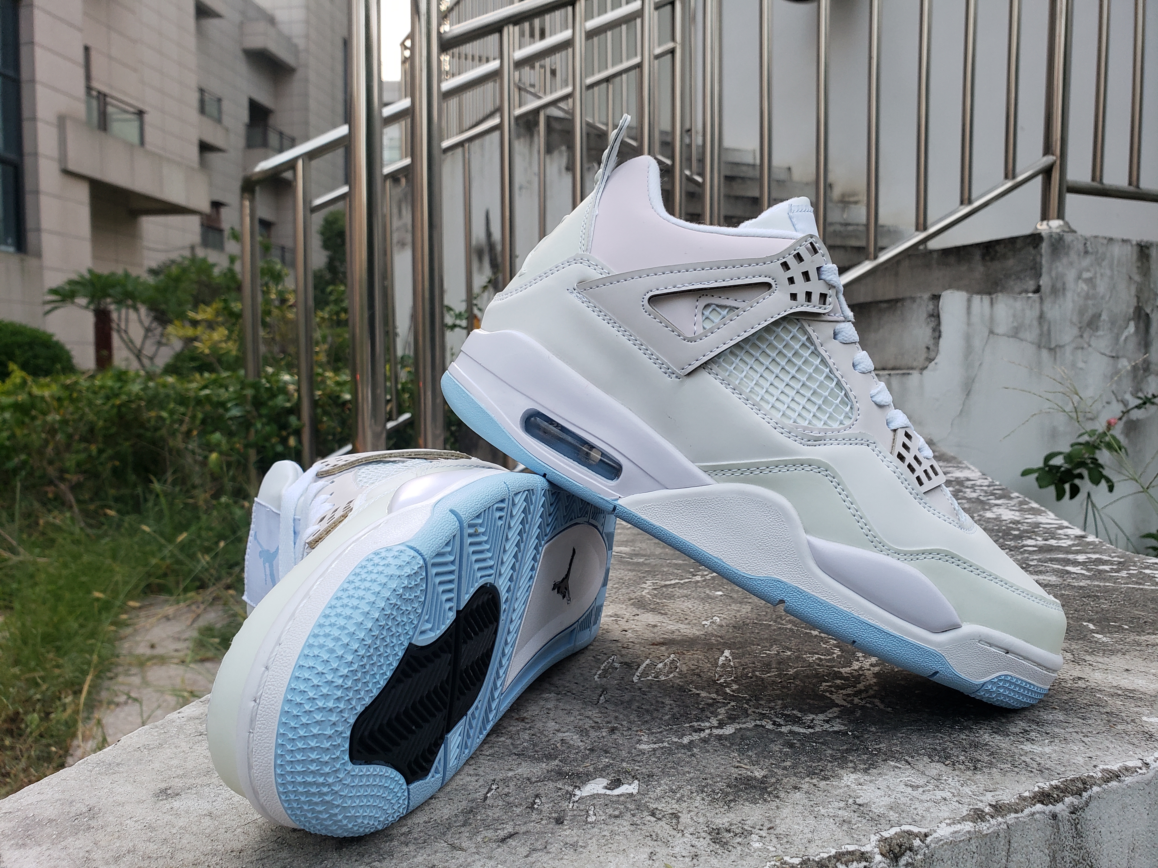 Women 2021 Air Jordan 4 White Silver Shoes